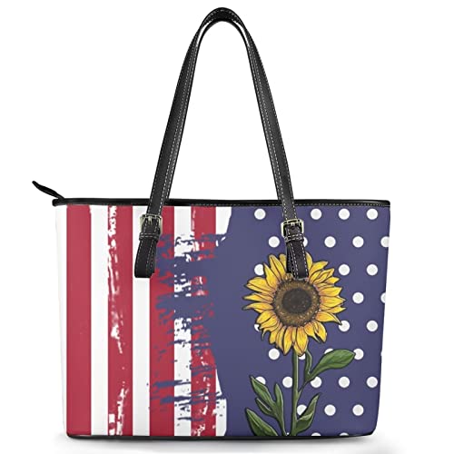 Sac à main en cuir drapeau américain et tournesol taille unique