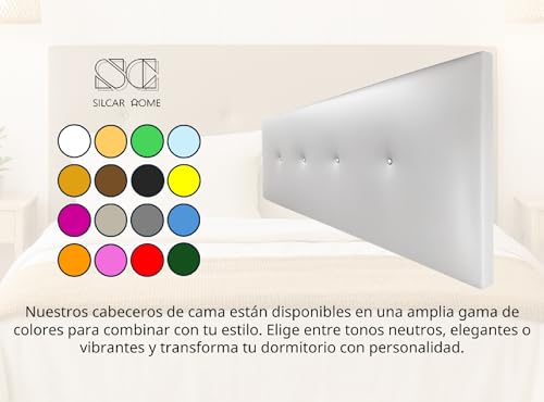 Miniatura 3 de Silcar Home - Cabecero De Cama 90 Blanco Silvi - Tapizado, Estructura Madera, Hilera Botones Estilo Moderno - Fácil Instalación, Acolchado Confort - 90 Cm, Polipiel Blanco