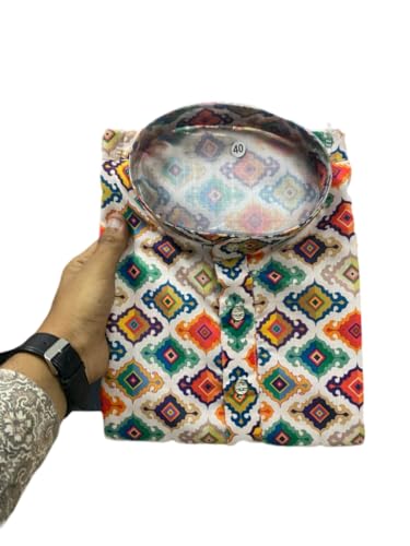 Image of FOXDX Men's Traditional Cotton Floral Printed Only Kurta