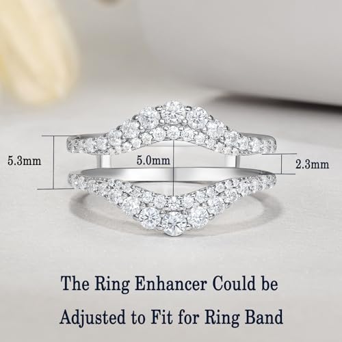Newshe Jewellery Moissanite Ring Enhancer Curved Wedding Bands for Women 925 Sterling Silver Anniversary Rings Round Size 5-104