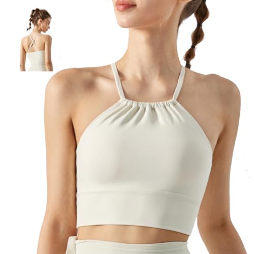 [MORGEN SKY] スポーツブラ フィットネスウェア ハイサポート 揺れない 美背 抗菌 ナイトブラ ノンワイヤー クロスバック カップ付き おしゃれ デイリー ヨガ フィットネス ランニング WX292