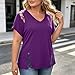 Plus Size Cut Out Tops for Women Short Sleeve V Neck Criss Cross Shirts Loose Fit Side Split Summer Fashion Tees Purple