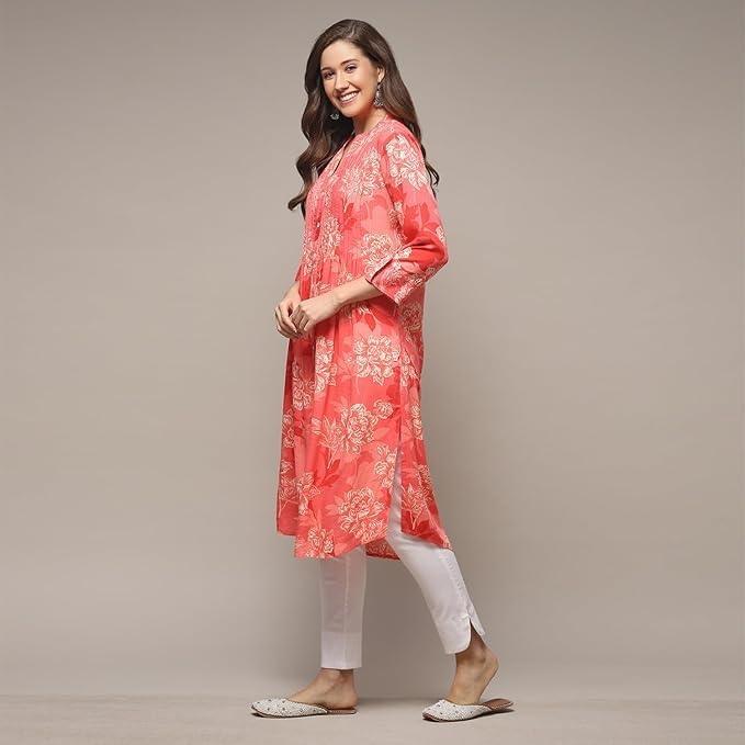 Image of BIBA Women Straight Fit Rayon Kurta