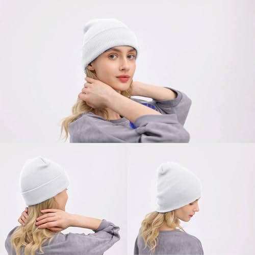 Image of ZOORON Beanie for Women Men Ski Watch Cap Cuffed Plain Skull Knit Hat Soft Fisherman Winter Hat