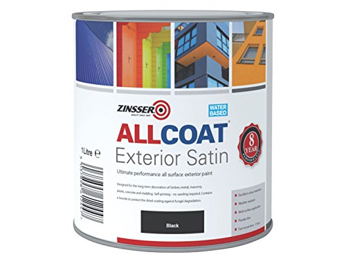 Zinsser ZINACEBK1L All Coat Exterior Satin, Black - 1 Litre