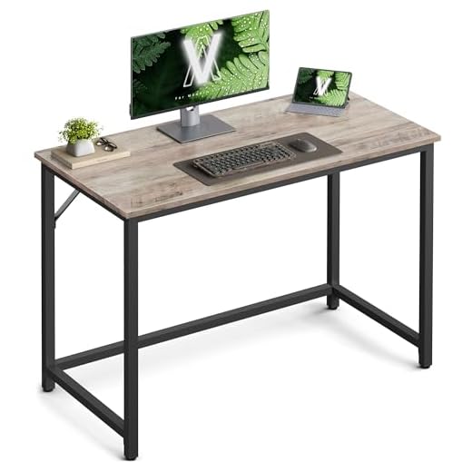 VASAGLE - Mesa de Oficina pequeña, 100 x 50 x 75 cm, Diseño Industrial, Greige y Negro