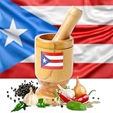 Authentic Small 3.5 x 4.72 inch Puerto Rico Pilon Mortar & Pestle – Wooden Grinder for Spices & Traditional Puerto Rican Cooking | Perfect for Latino Dishes, Great Gift & Decorative Kitchen Piece
