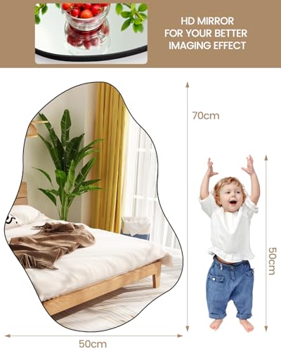 Rahmenloses Badezimmerspiegel, 70x50 cm Unregelmäßiger Wandspiegel für Wohnzimmer Schlafzimmer Eingangsbereich Dekoration – Bild 6