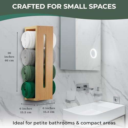 Nocer 101 Wooden Towel Racks For Bathroom Wall Mounted - Bathroom Bamboo Towel Holder Shelf thumb #3