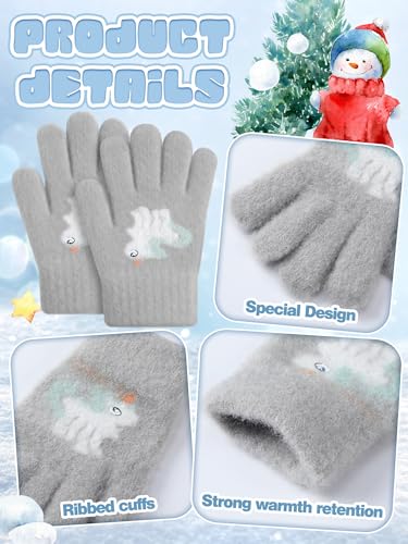 Image of EBOOT 3 Pairs Winter Kids Gloves Warm | Toddler Gloves for Boys Girls Outdoor, Full Finger Fluffy Soft Mittens for 1-11 Years Children, Multiple Colors