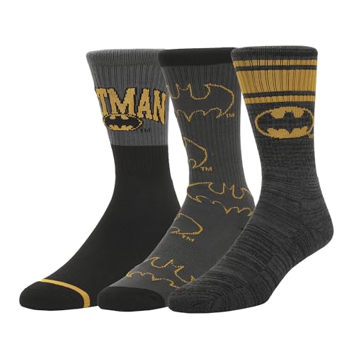 Bioworld Batman Logo Play Mens Athletic Crew Socks 3 Pack