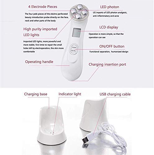 5 In1 Facial Corded Electric Lifting Machine, LED Light Therapy Wrinkle Remover Skin Tightening Anti Aging Skin Rejuvenation Massager 5 in 1 RF EMS Beauty Device for Women 2 41pbas57WPL