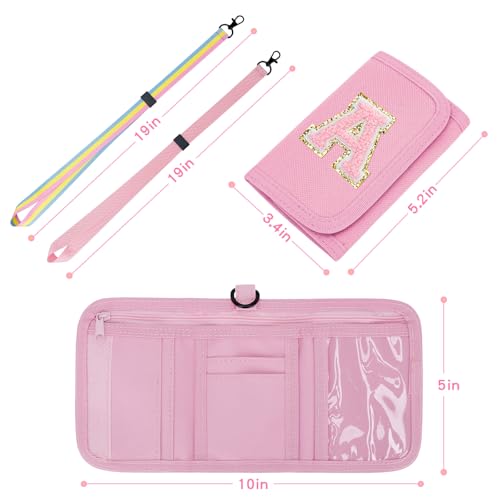 Gifts for Girls 3 4 5 6 7 8 9 10 11 12 Years Old Kids Wallet Cute Initial Coin Purse Toddler Wallet with Magic Sticker (Pink, A)4