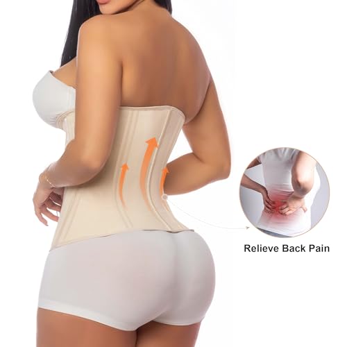 Image of SHAPERX Waist Trainer for Women Corset Shapewear Tummy Control Sport Workout Waist Cincher Body Shaper Zipper and Hooks