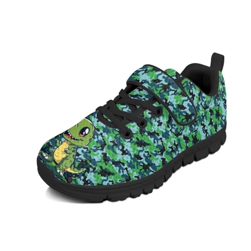 Boys Sneakers Kids Running Shoes Girls Mesh Fitness Shoe Indoor Training Sneaker Lightweight Outdoor Sports Athletic Tennis Shoes for Little Kid Dinosaur Camouflage Pattern