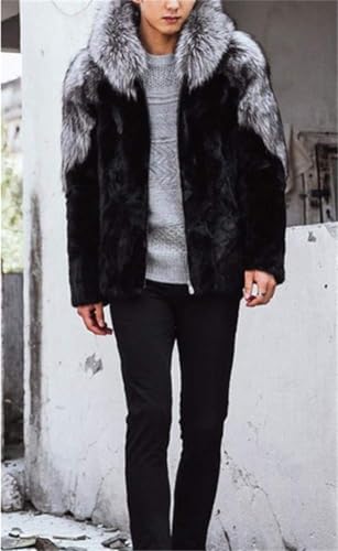 Faux Mink Fur Coat Winter Warm Fur Jacket Long Sleeve Coats for Men Oversize Parka Outerwear with Hood2
