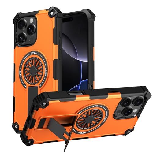 Coque iPhone 15 Pro silicone rigide orange protection antichoc durable avec support