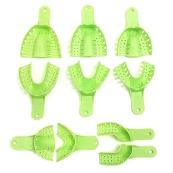 BONEW 10x Dental Impression Trays Plastic Tooth Tray U Shape Teeth Holder Tools Green