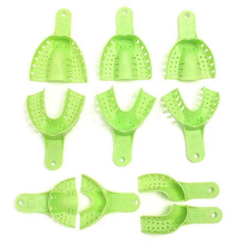 BONEW 10x Dental Impression Trays Plastic Tooth Tray U Shape Teeth Holder Tools Green