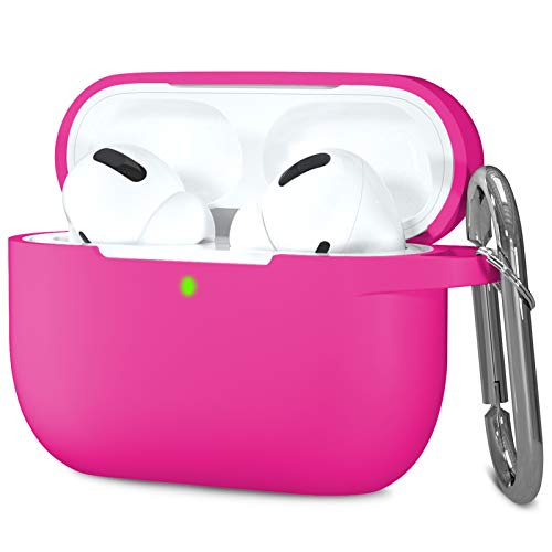 Hamile Compatible AirPods Pro Case Protective Silicone Case Shockproof Cover Skin for Apple AirPod Pro 2019 Charging Case, with Keychain, Rose