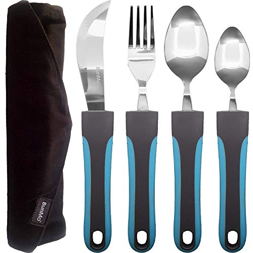 Utensils adaptáveis BUNMO – conjunto de talheres e garfos e colheres pesados para pessoas idosas, pe