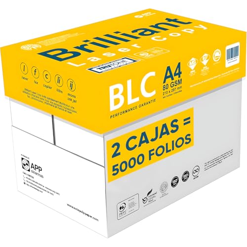 Mundo Home Folios a4 80gr 500 Hojas por Paquete (5 por Caja) - Papel Impresora A4 Multiusos - Hojas Blancas A4 Fotocopiadora - Paquete de Folios Paper - Ideal Imprimir y Escribir (5000, 2 Cajas)
