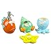 FORLONG FL3016 Ceramic Bathroom Accessories Set, 4 Piece 3D Nemo Fish Seashell Starfish Octopus Bathroom Ensemble Set with Toothbrush Holder, Toothbrush Cup, Soap Dispenser, Soap Dish