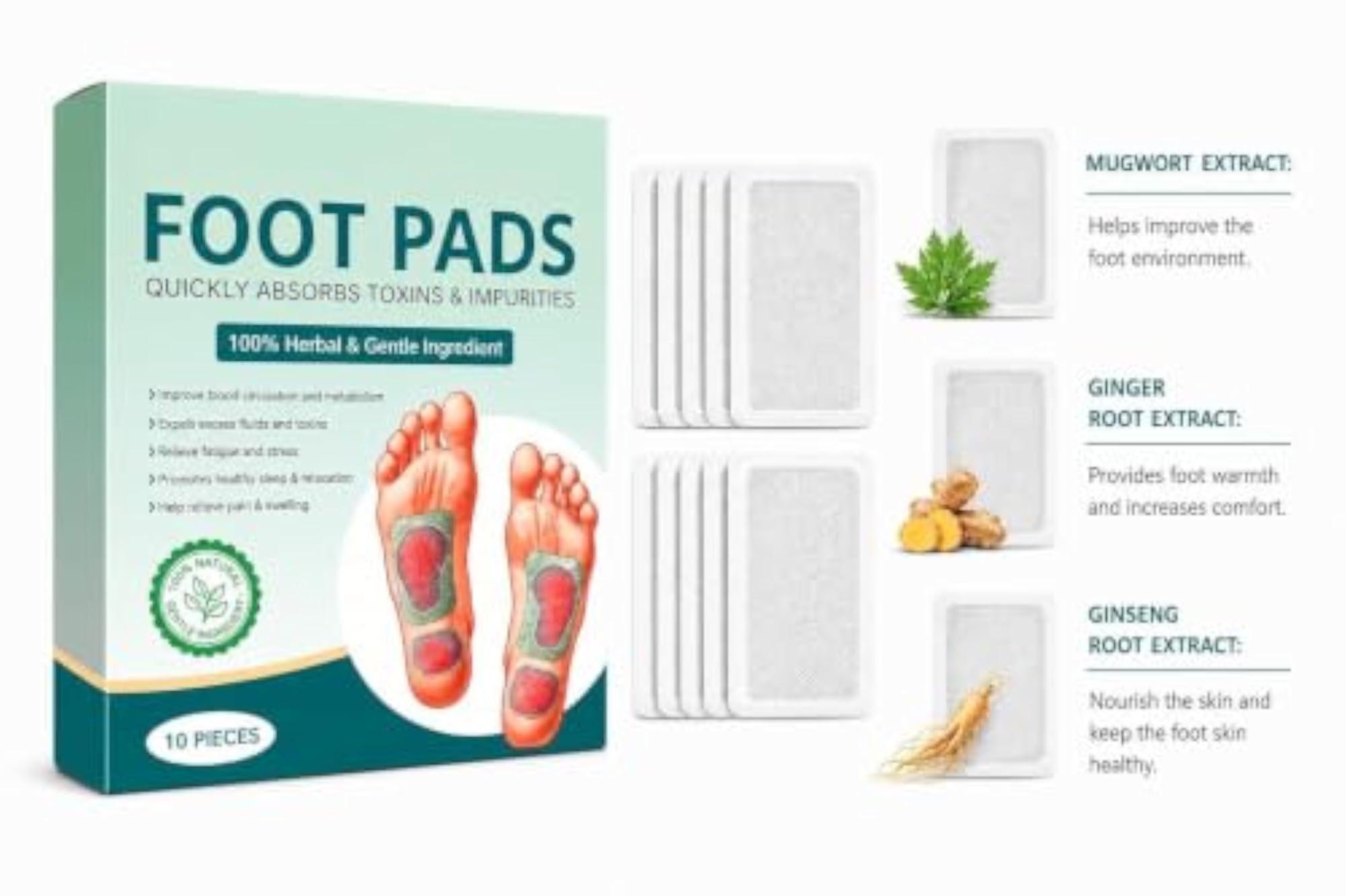 Foot Patches, 30 Pcs Herbal Detox Foot Pads