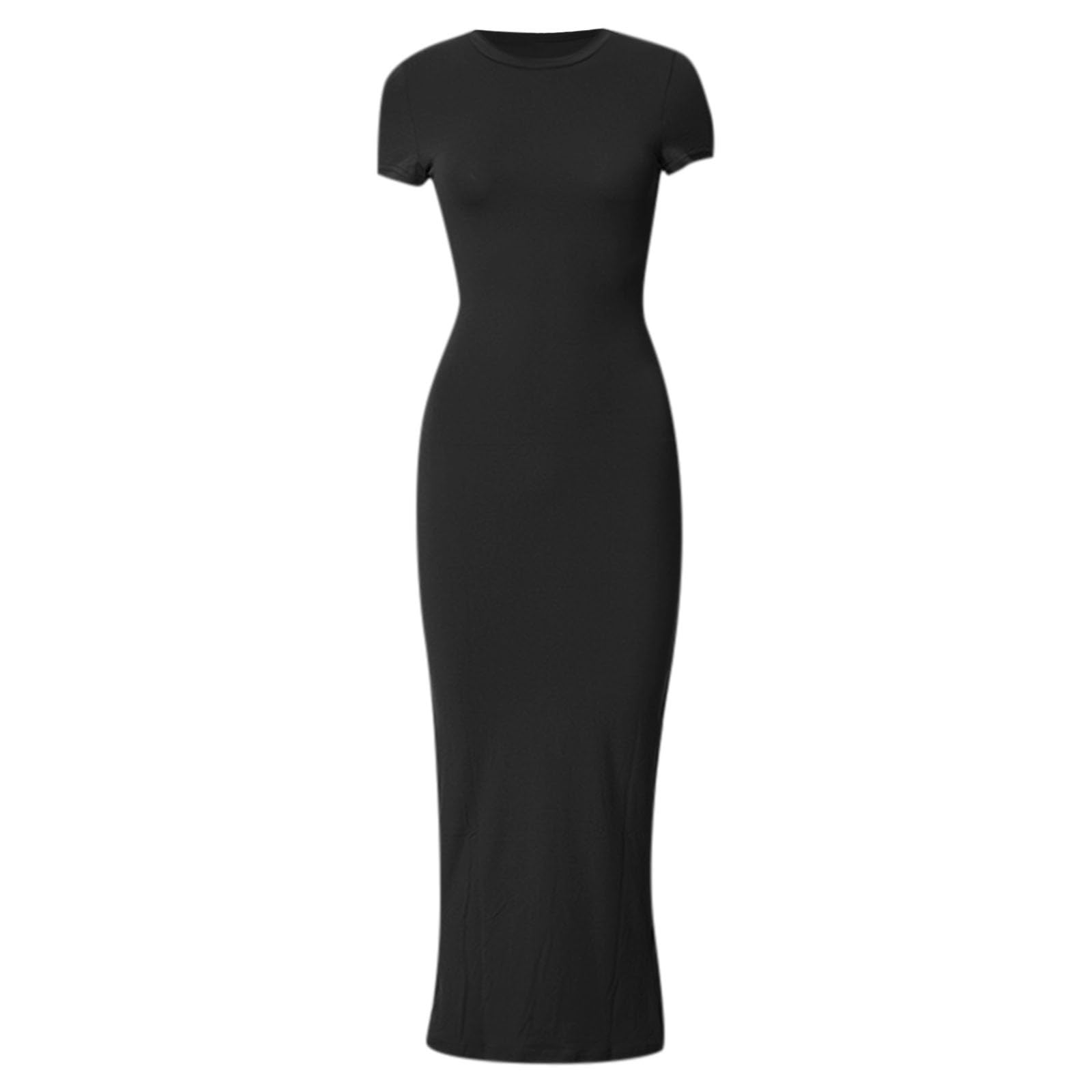 Luźna letnia sukienka dla kobiet, jednolity kolor, wąski krój, elegancka sukienka z krótkim rękawem, na co dzień, na wyjścia, wygodna i stylowa