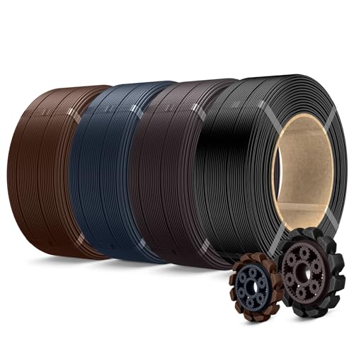 Image of SUNLU PLA+2.0 3D Printer Filament Refill 1.75mm, 4 Packs, 4KG | Stronger PLA+ Filament, No Spool Refill, Compatible with Bambu Lab 3D Printers, Black+Roasted Chestnut+Midnight+Coffee Brown