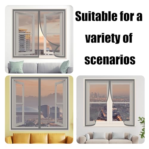 Moustiquaire fenêtre magnétique 130x170 cm grise sans perçage