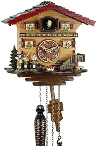 Orologio cucù al quarzo in vero legno stile Foresta Nera,...