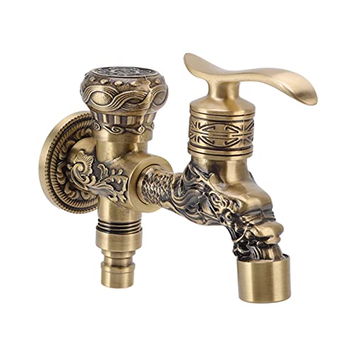 Garosa Garten-Wasserhahn mit Pferdeform 2 Griffe 2-Loch-Kupfer kalter Wasserhahn Zapfhahn Hinterhof-Wasserhahn Wandmontage Gartenschlauch Wasch- und Badezweck