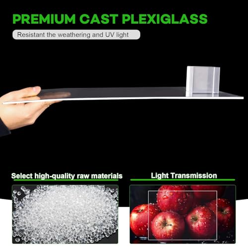 Image of VOISEN 2 Pack Plexiglass Sheets 1 /8 Inch Thick, 24 inchX36 inch Plexi Glass Panel,Plastic Sheet for Crafts,Signs, Display Cases, Sneeze Guard, Cut with Engraver,Power Saw or Hand Tools