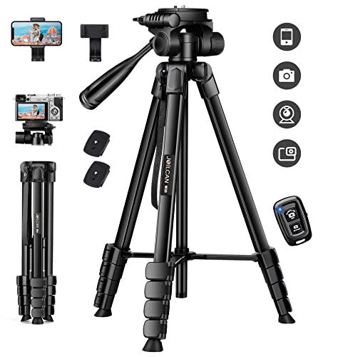Image of JOILCAN Phone Tripod, 68 inch Tripod for Phone Stand Video Recording Photos, Travel Floor Tripods Compatible with iPhone Canon Nikon DSLR, Cell Phone Tripods with Remote /Travel Bag