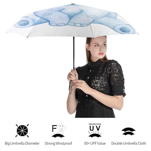 Parapluie automatique compact et robuste motif oiseau bucolique - 4