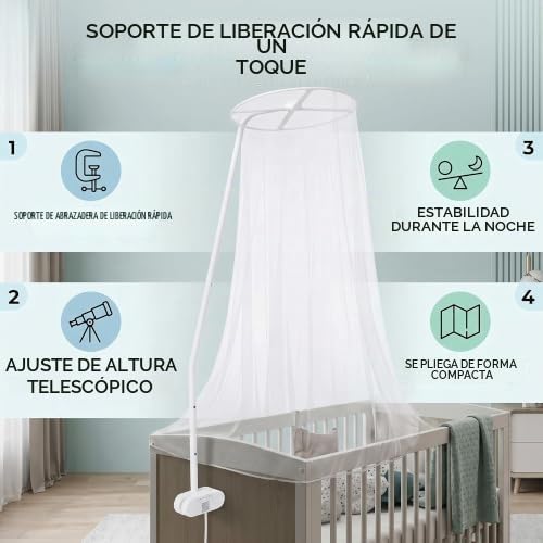 Miniatura 9 de Haofy Soporte Para Mosquitera, Juego De Soporte De Red Para Cama, Soporte Ajustable Con Clip Para Cuna, Soporte Para Dosel, Mosquitera, Accesorios Para Cuna Para Cama De Bebé