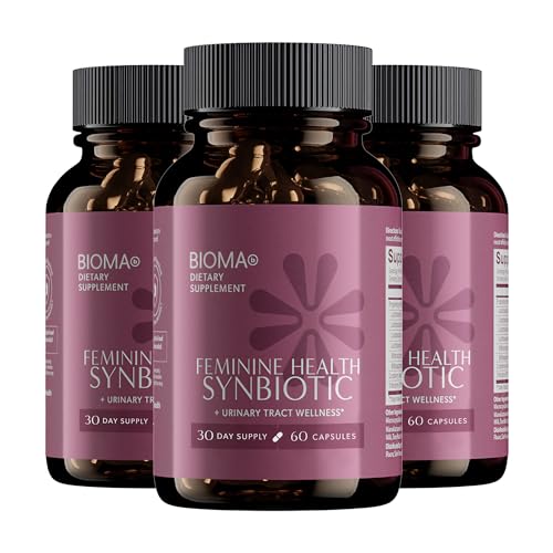 BIOMA Feminine Health Synbiotic - Women's Health Supplement for Healthy Vaginal pH, Urinary Tract & Digestive Support - with Probiotics, Cranberry & Tributyrin - 180 Capsules (3 Pack, 90-Day Supply)