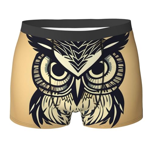 Men's Boxer Briefs â€“ Breathable Stretch Underwear with Cute Owl Full-Print, Concave Convex Design
