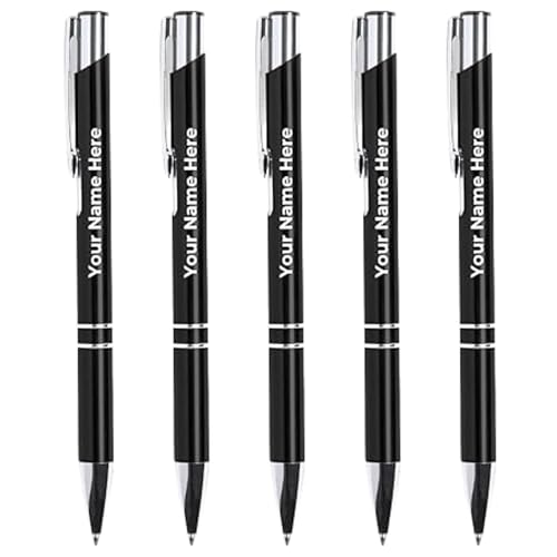 Image of Personalised Pens, Promotional Ballpoint Pen with YOUR COMPANY NAME Printed, Pack of 5, Refillable for Corporate Gifting, Events, and Personal Use