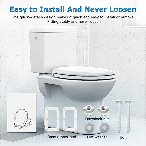 Toilet Seat, Round Toilet Seat with Toddler Seat Built in, Potty Training Toilet Seat Round Fits Both Adult and Child, with Slow Close and Magnets- white and blue