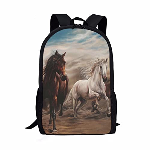 COEQINE Grand sac à dos pour enfants, école, étudiant, sac d'école, sac à dos décontracté pour voyage, camping, plein air, Cheval courant., Taille Unique Cover