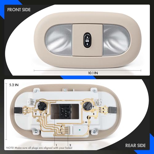 Image of LED Front Overhead Console Interior Dome Map Light w /Sunroof Switch, Tan | Compatible with Ford F250 F350 F450 F550 Super Duty 2008-2010, Replace# 8C3Z-25519A70-AA
