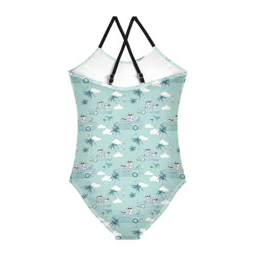 Girl's One Piece Swimsuit Palm Dog Cloud Car Beach Bathing Swimwear2