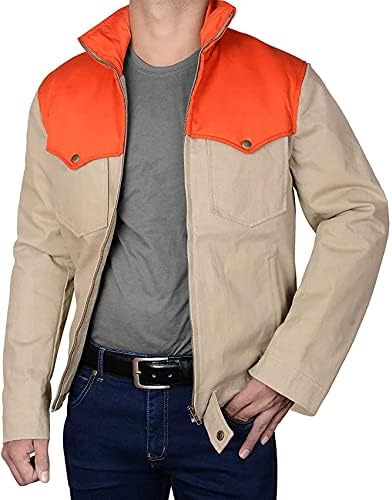 Mens Yellow Cowboy John Dutton Cotton Biker Kevin Costner Bomber Jacket (XL)
