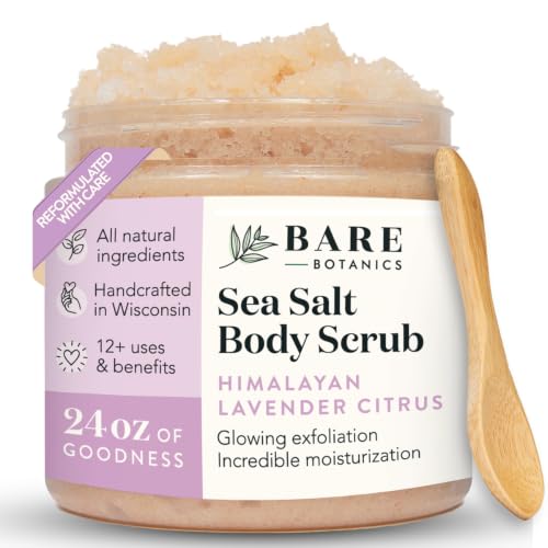 Bare Botanics 24oz Lavender Citrus Sea Salt Body Scrub Natural Exfoliator