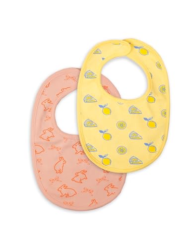 Image of Kidbea Organic Cotton Baby Bib, Adjustable Snap Closure Soft Absorbent Feeding Bibs Apron for Newborns & Infants Child With Cute Prints | Reusable Baby Essential
