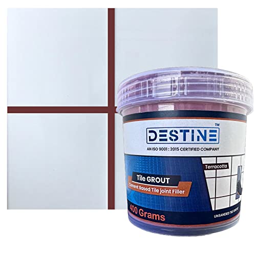 Image of DESTINE READY-TO-MIX inchTILE GROUT inch (16 COLOURS) (ALL PACKS: 100 Gm,250 Gm,400 Gm,800 Gm,1 Kg), Waterproof, Cement Based Tile Joint Filler, Crack Filler, Tiles Gap Filler (400 Gm, Terracotta)