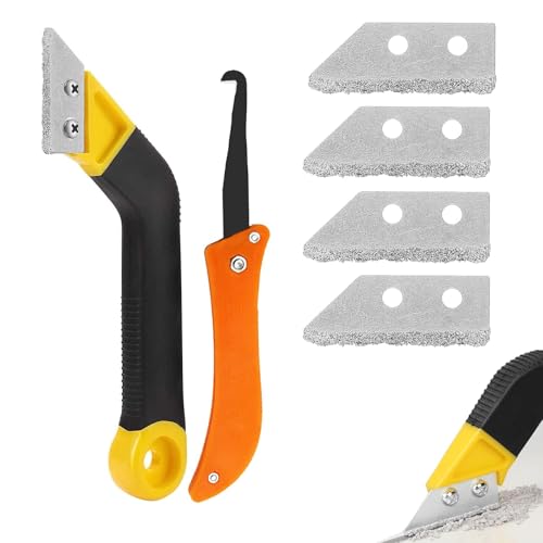 Grattoir à Joints,Grattoir Joint Carrelage,6 pcs pour enlever les fuites de carreaux,Outil Gratte Joint Carrelage,Retrait Grattoir a Dejointer Carrelage,Convient pour Cuisines et Salles de Bains
