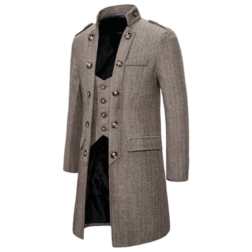 Veste trench mi-longue en laine synthétique homme coupe premium